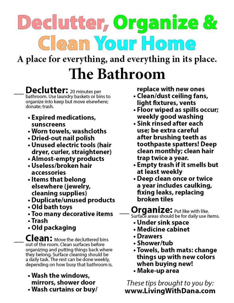 Declutter Clean Organize: The Bathroom – Living with Dana