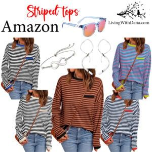 Oversized fall fashion top featuring stripes